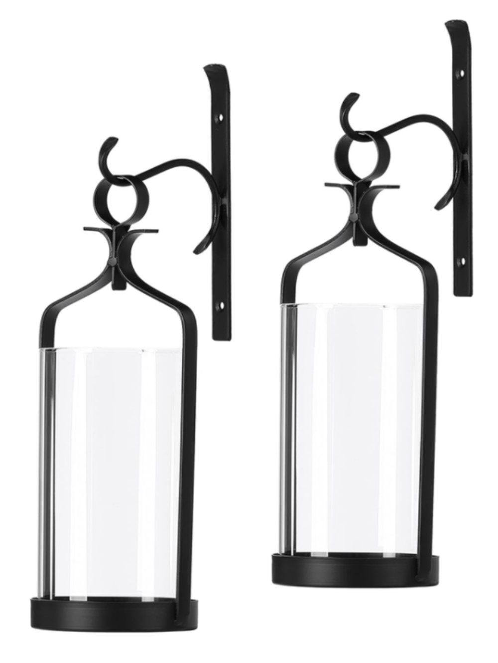 Set/2 Black Wall Sconces with Candles
